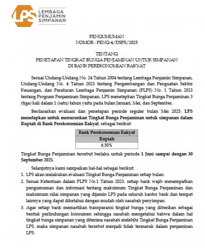 SUKU BUNGA LPS